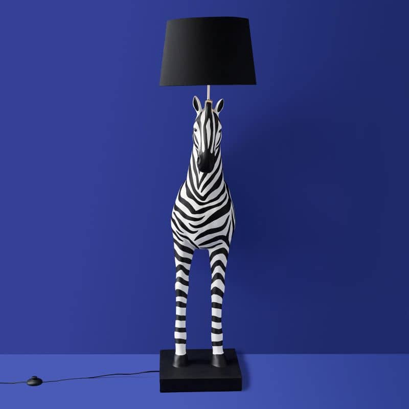 Candeeiro de pé Zebra Zora, Preto/Branco, 47 x 40 x 153 cm