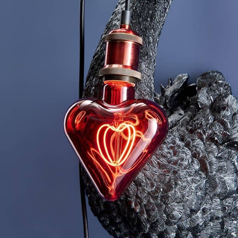 Applique murale Cygne noir avec ampoule en forme de cœur Design sculptural de luxe 15 x 15 x 35 cm, E27