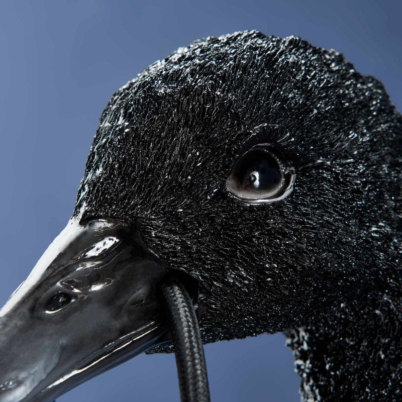 Applique murale Cygne noir avec ampoule en forme de cœur Design sculptural de luxe 15 x 15 x 35 cm, E27