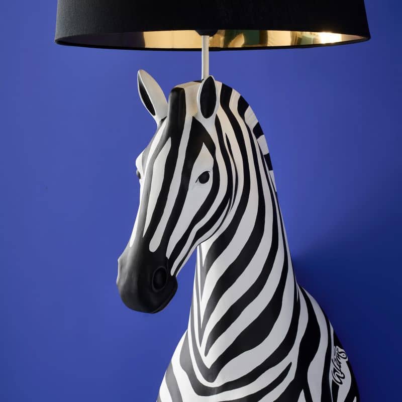Candeeiro de pé Zebra Zora, Preto/Branco, 47 x 40 x 153 cm