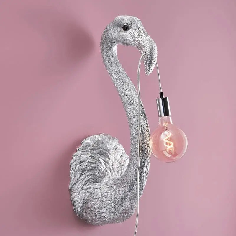 Applique Murale Flamingo Royal Sculpture Lumineuse Dorée de Luxe. 26,5 cm x 24,5 cm x 71,5 cm