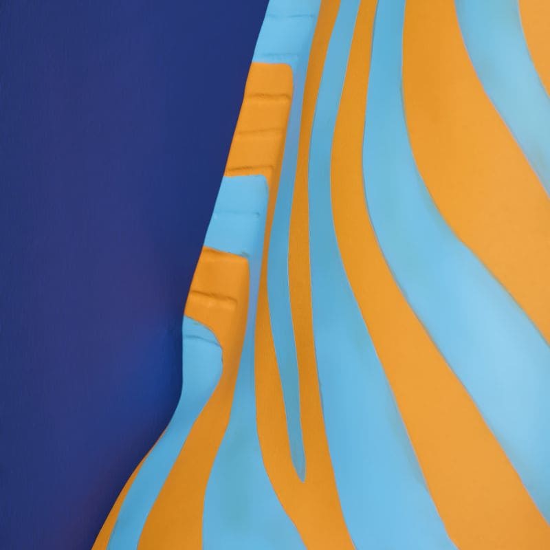 Lampadaire Zèbre Bleu et Orange – Sculpture luminaire haute en couleur